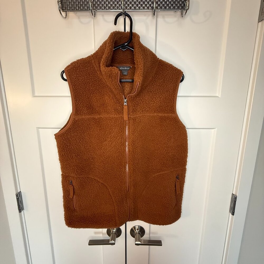 Eddie Bauer Women's Sherpa Fleece Vest We Wander Rust Red Size Small Outdoors